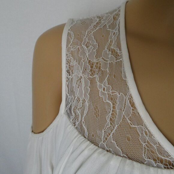 Parker Joanie Cold Shoulder Blouse Lace Billow Sleeve V Neck White Medium Top - Picture 5 of 11